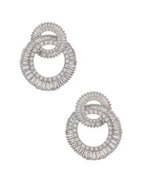 Shashi Statement Earrings Silver rhinestone Diamond Circle pierced Revolve